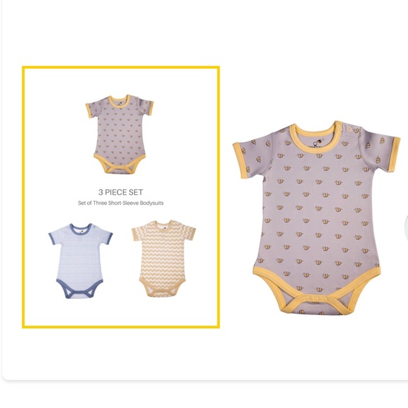 SET OF BABY UNISEX ORGANIC SS BODYSUITS (3-PC SET) - Picture 2 of 7